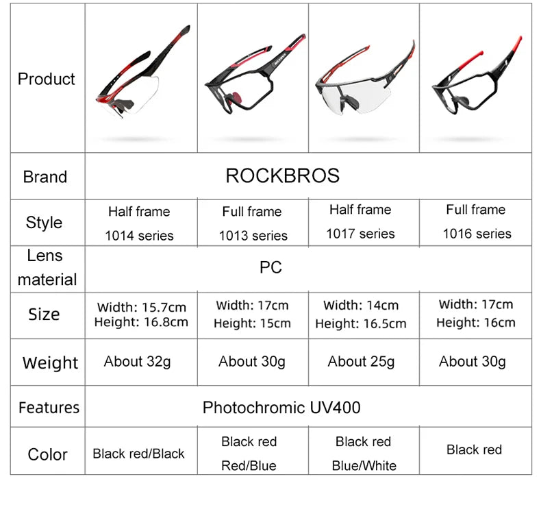 ROCKBROS Photochromic Cycling Sunglasses