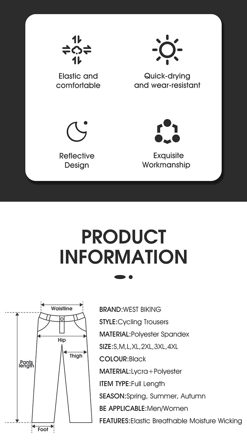 WEST BIKING Men’s Quick-Dry Reflective Sports Pants