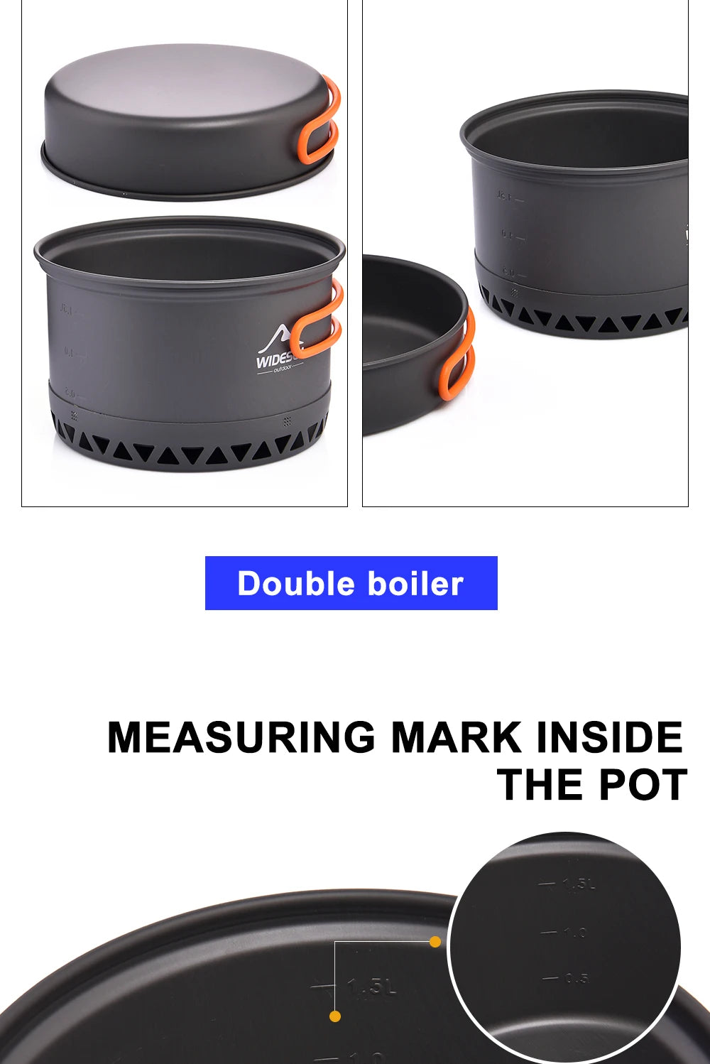 Widesea Camping Cookware Set – 1.3L/2.3L Pot & Kettle