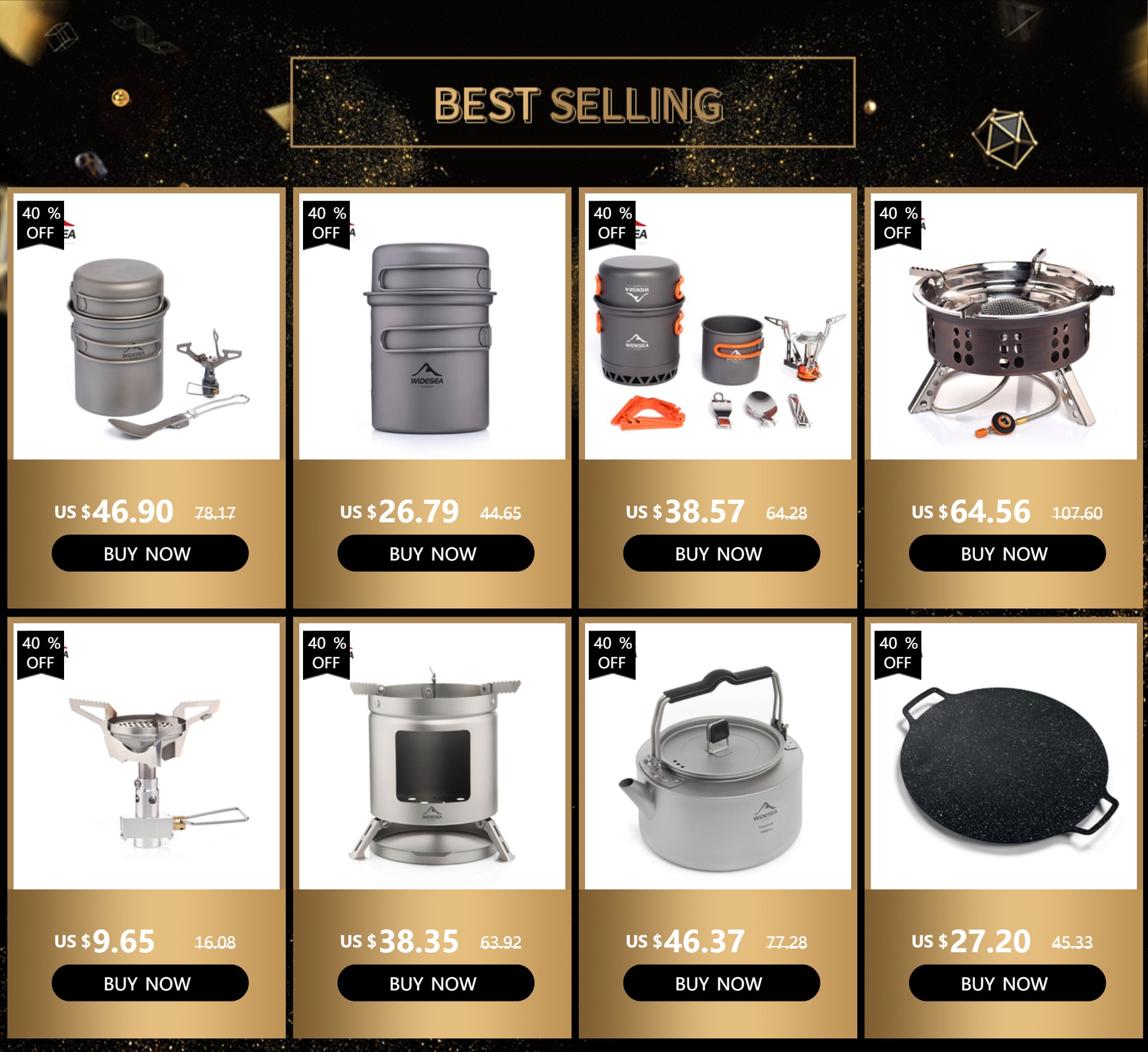 Widesea Camping Cookware Set – 1.3L/2.3L Pot & Kettle