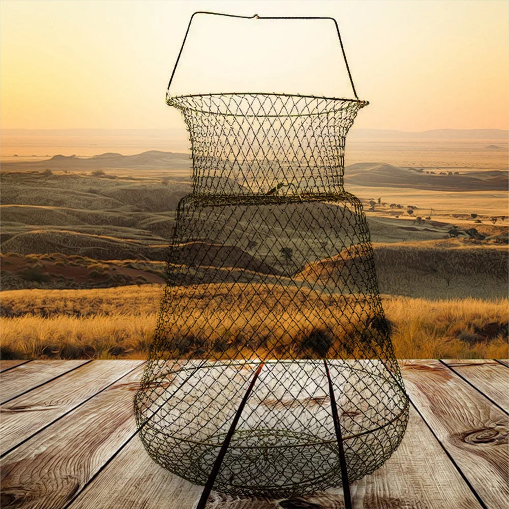 Collapsible Galvanized Steel Wire Fish Basket