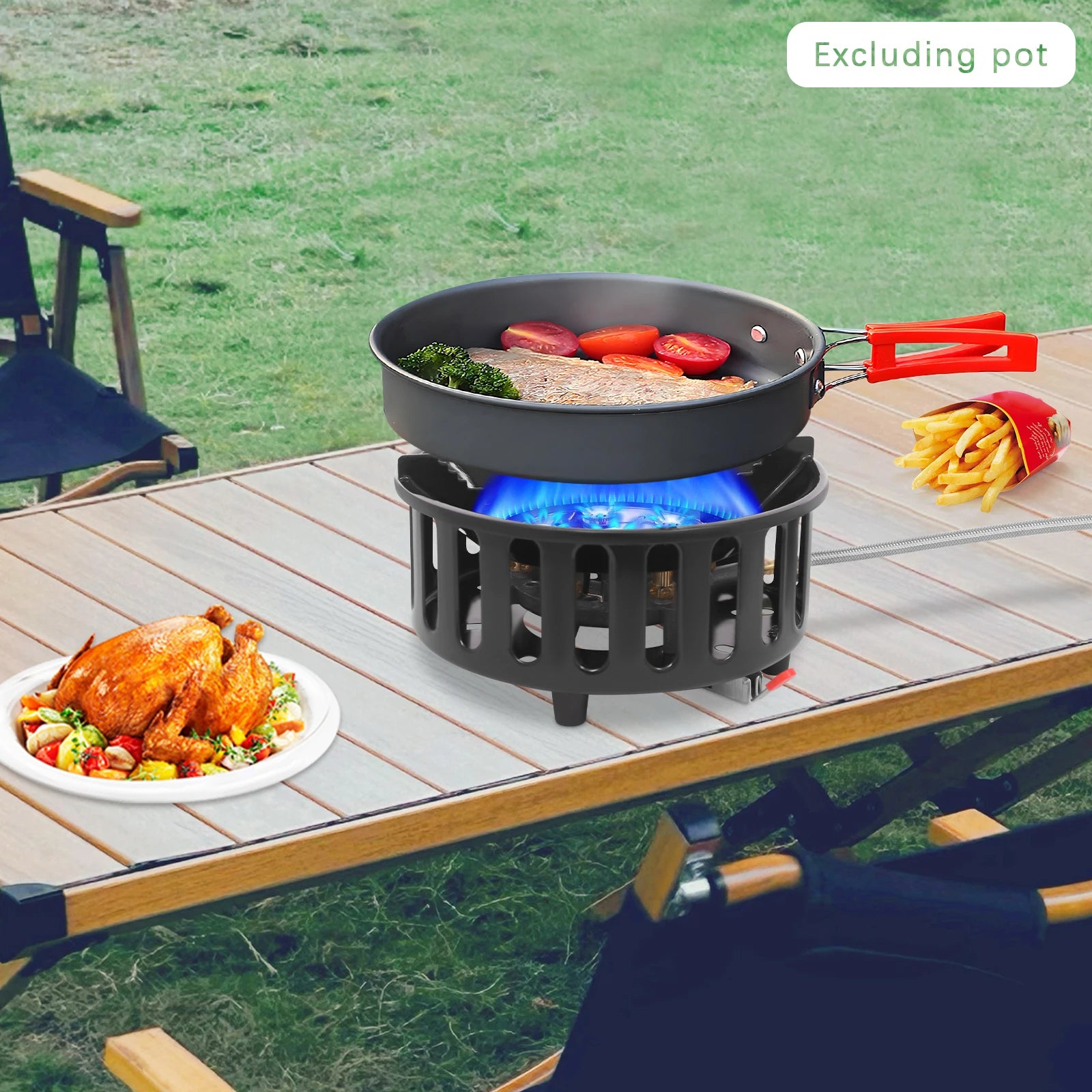 Portable Camping Stove with 3 Gas Adapters