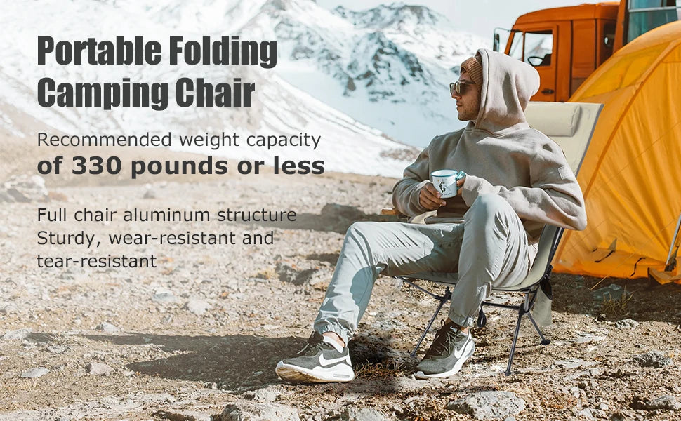WESTTUNE Portable Folding Camping Chair with Headrest