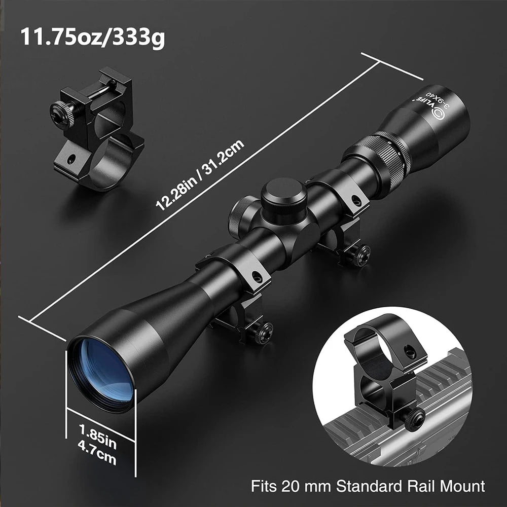 3-9x40 Hunting Scope with Mil-Dot Reticle
