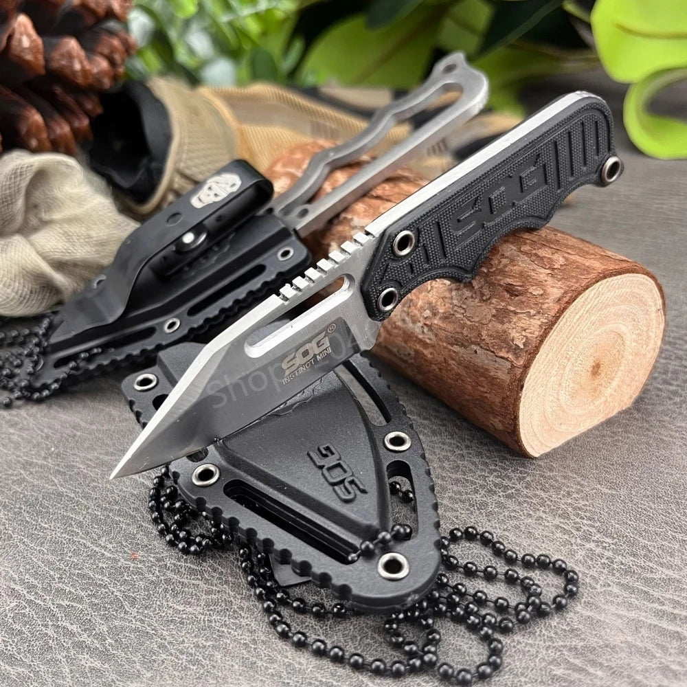 SOG Mini Fixed Blade Knife with Sheath – Compact Outdoor Tactical Tool