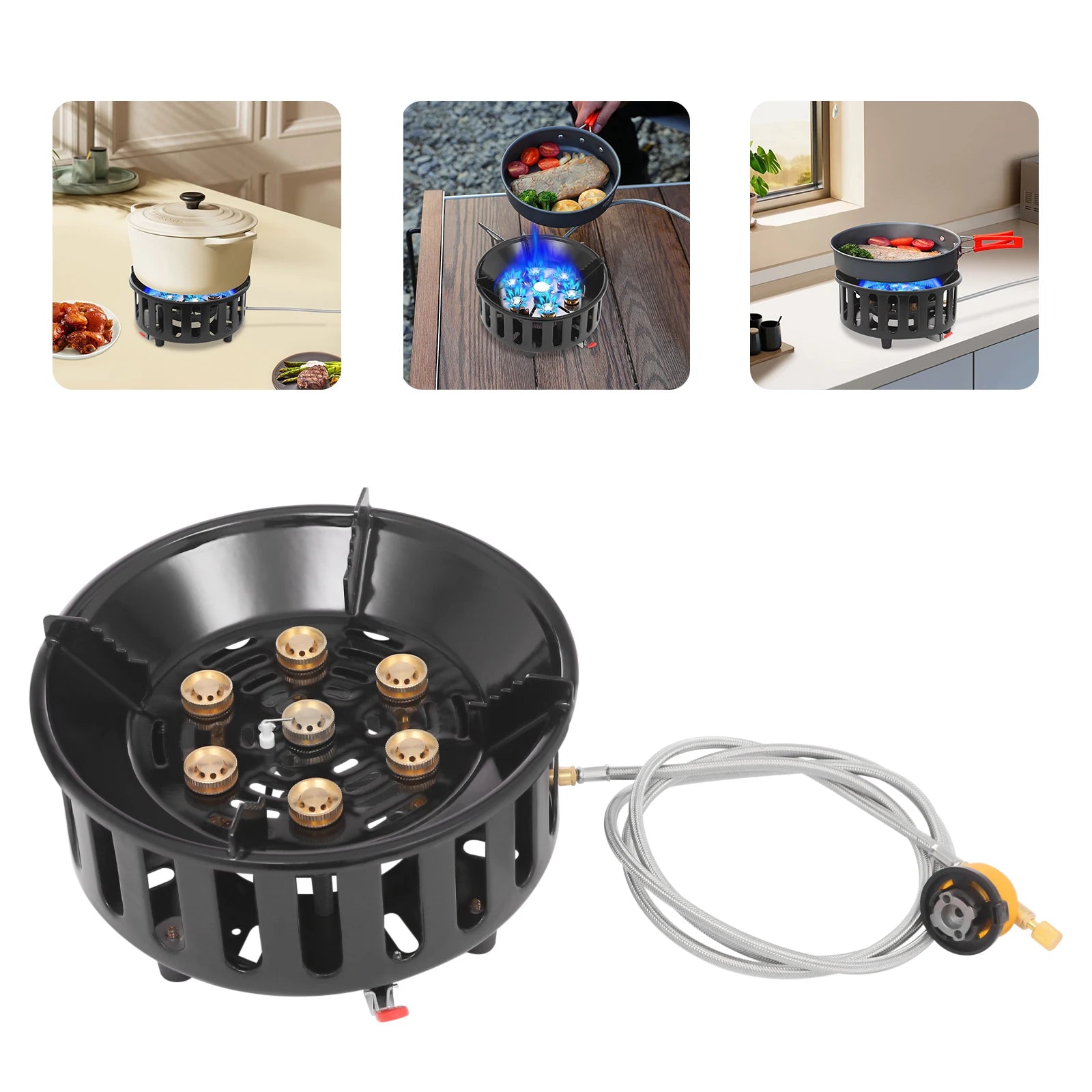 Portable Camping Stove with 3 Gas Adapters