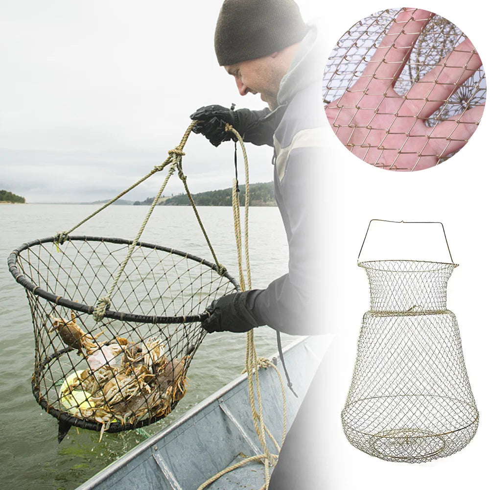 Collapsible Galvanized Steel Wire Fish Basket