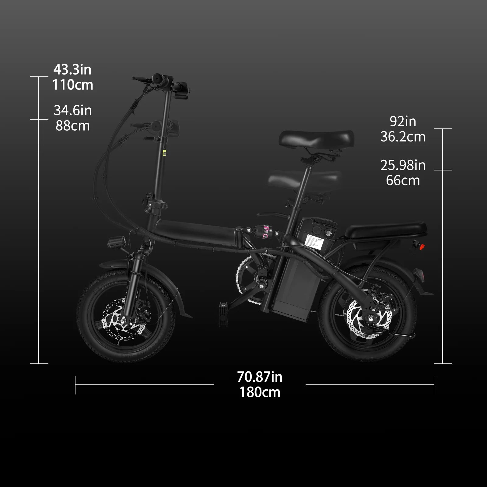 400W Foldable Electric Bike with Seat & Basket – 14" Tires