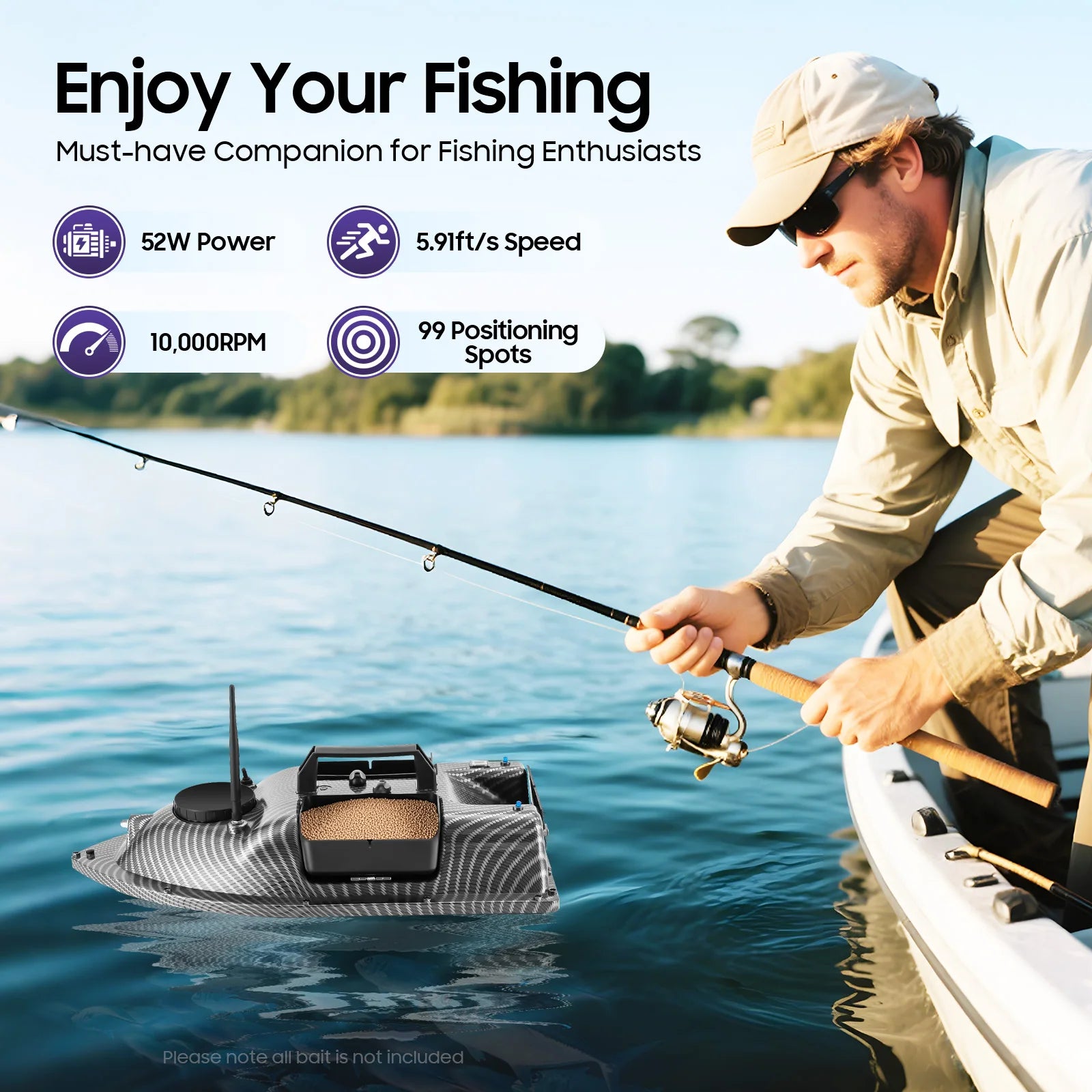 GPS Fishing Bait Boat with Auto Return – 500M Range