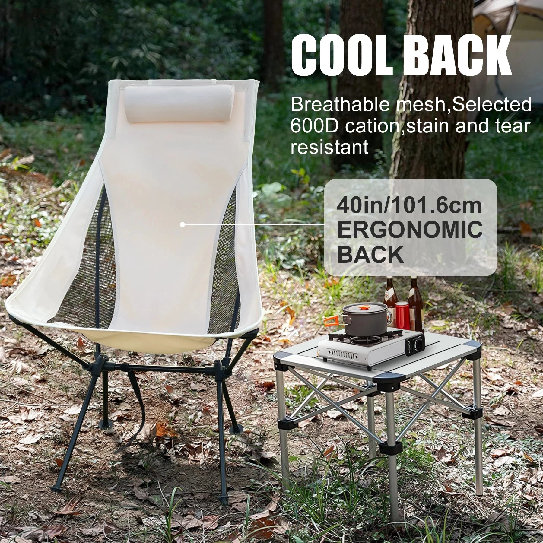 WESTTUNE Portable Folding Camping Chair with Headrest