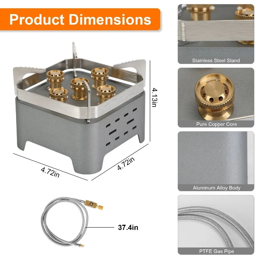 12000W Portable Windproof Camping Stove with Cassette Adapter