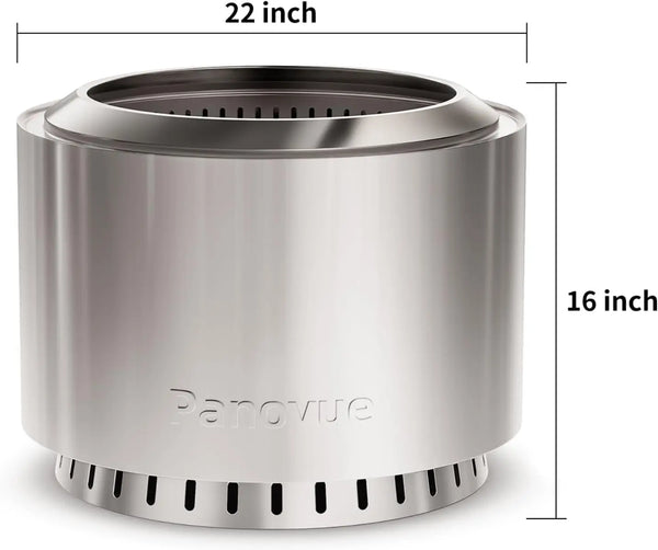 22" Smokeless Stainless Steel Outdoor Fire Pit with Cover
