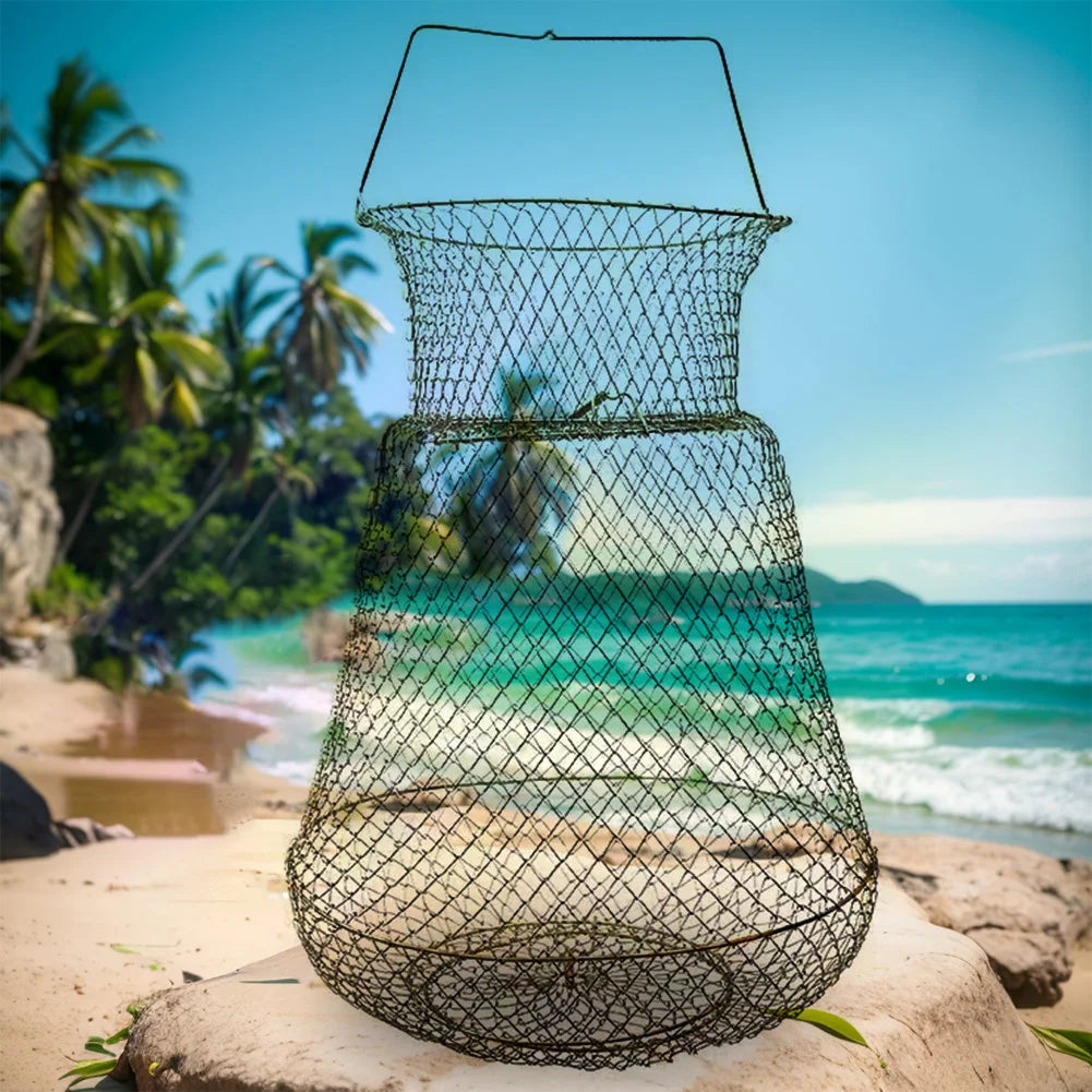 Collapsible Galvanized Steel Wire Fish Basket