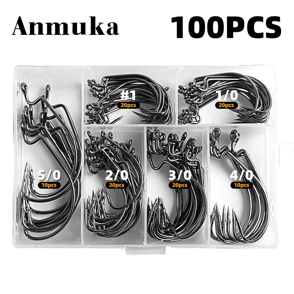 100PCS High Carbon Steel Fishing Hook Set