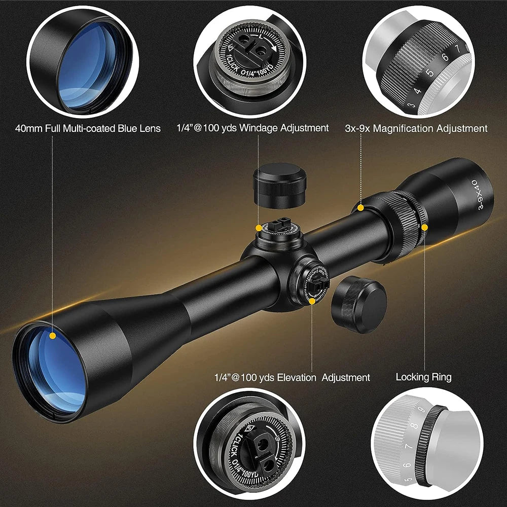 3-9x40 Hunting Scope with Mil-Dot Reticle