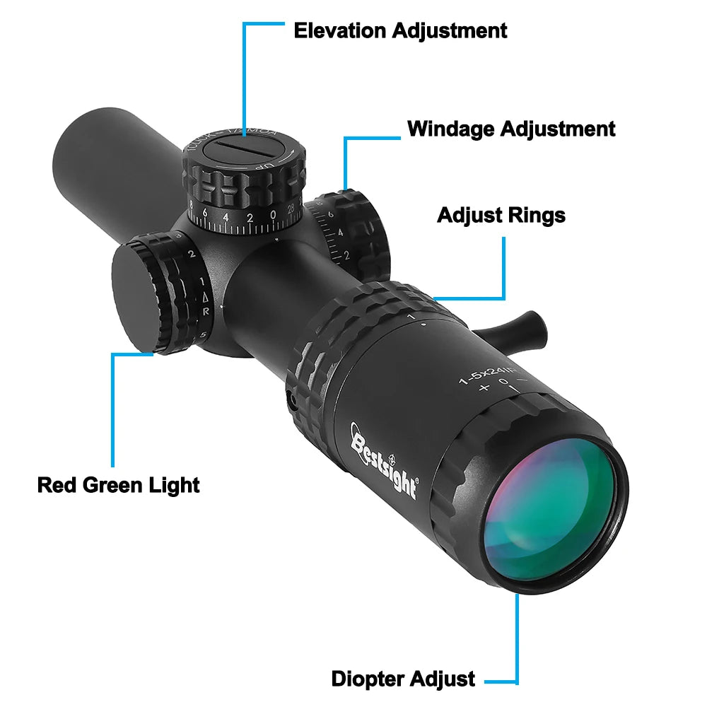1-5x24 Tactical Rifle Scope with Illuminated Reticle
