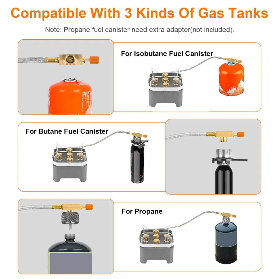 12000W Portable Windproof Camping Stove with Cassette Adapter