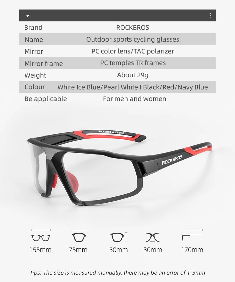 ROCKBROS Photochromic Cycling Sunglasses