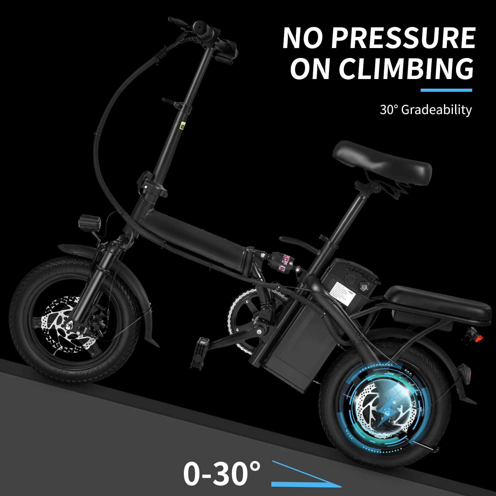 400W Foldable Electric Bike with Seat & Basket – 14" Tires