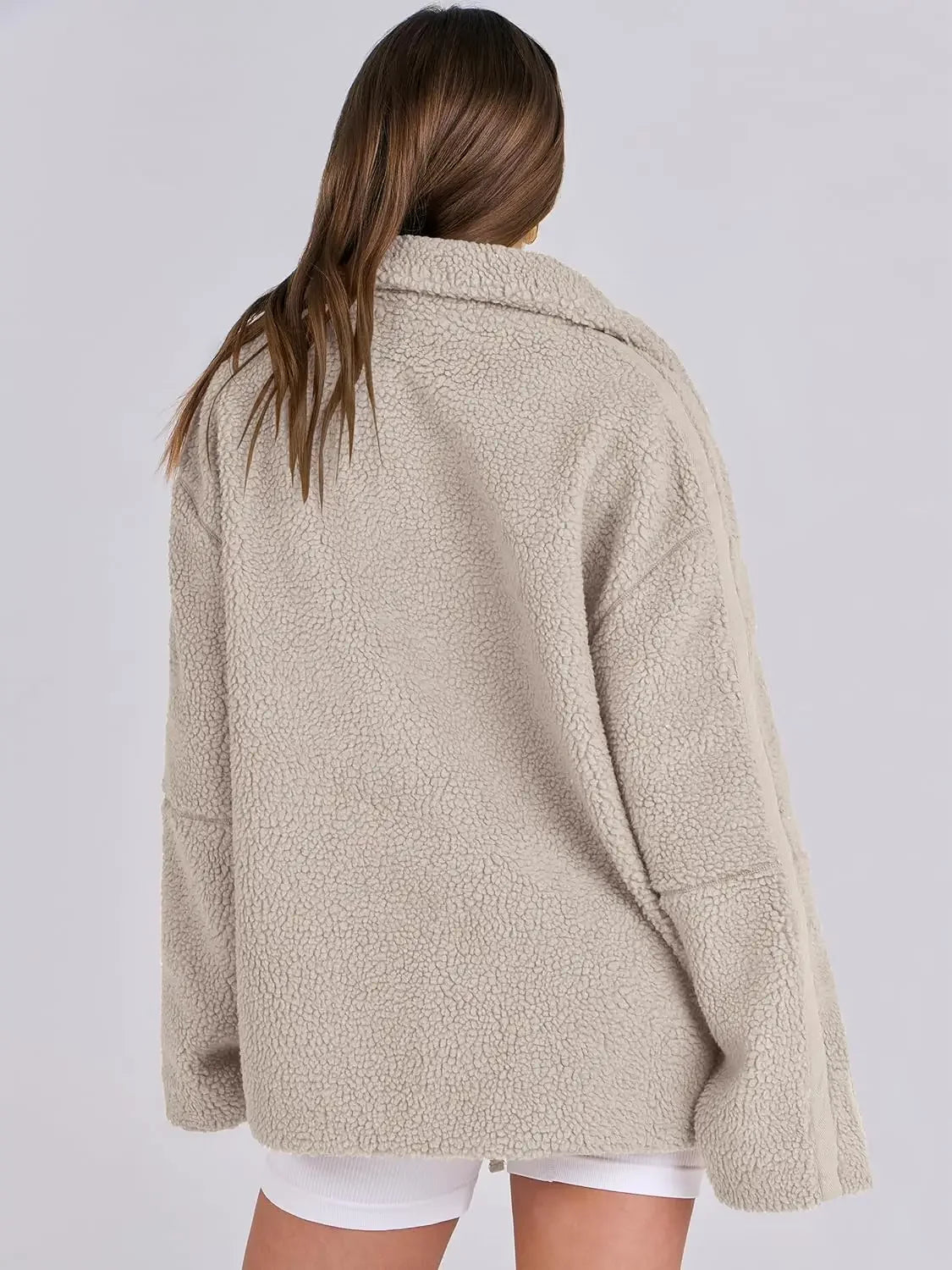Women’s Oversized Sherpa Fleece Jacket with Pockets