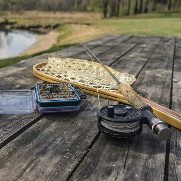 Fly Fishing Landing Net with Rubber Mesh & Wooden Handle