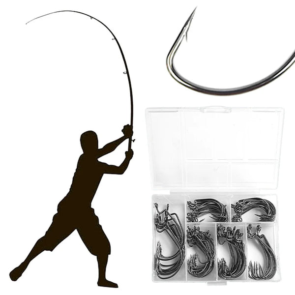 100PCS High Carbon Steel Fishing Hook Set