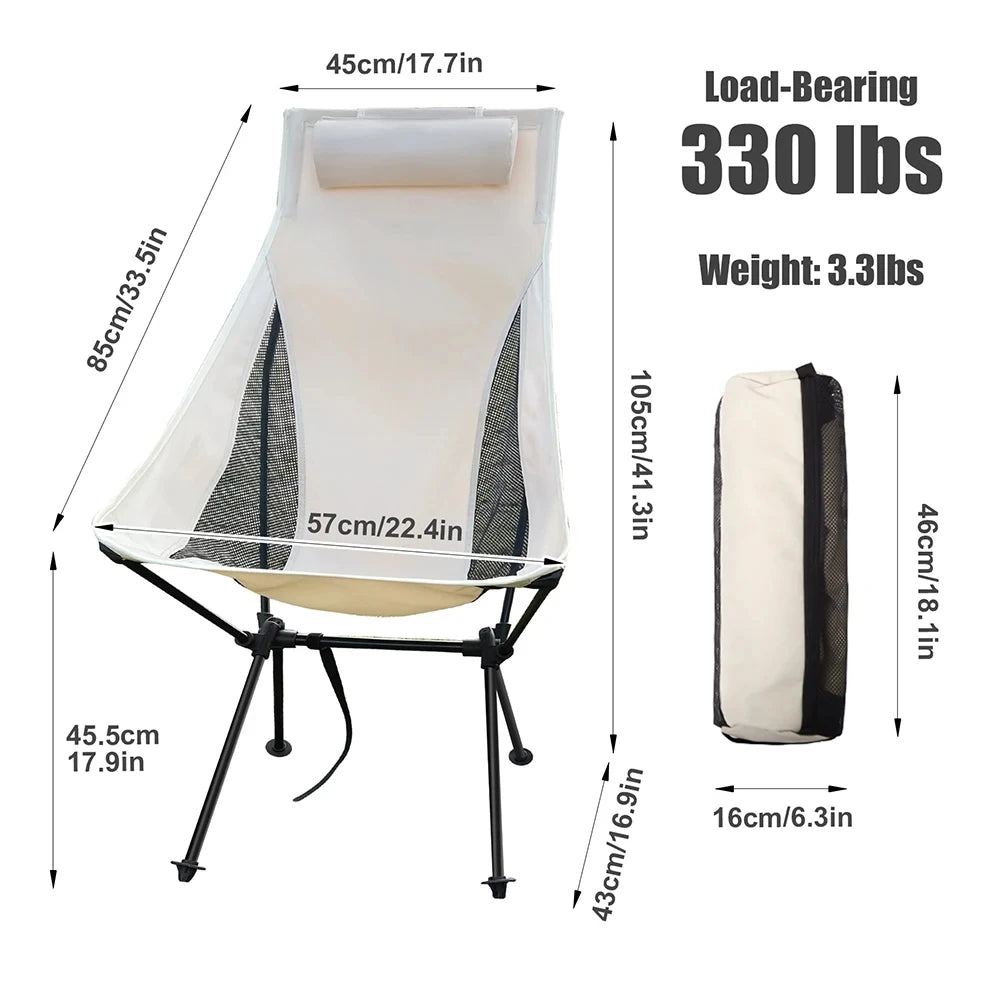 WESTTUNE Portable Folding Camping Chair with Headrest