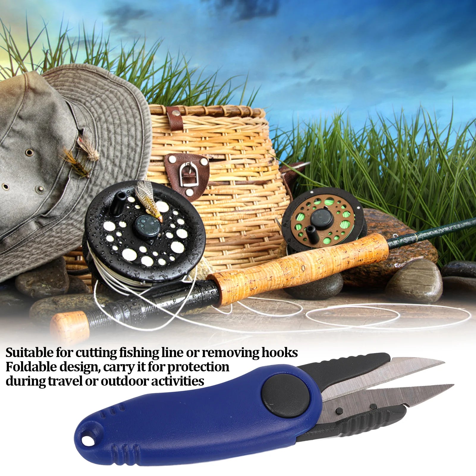 Shrimp-Shaped Fishing Line Scissors – Blue